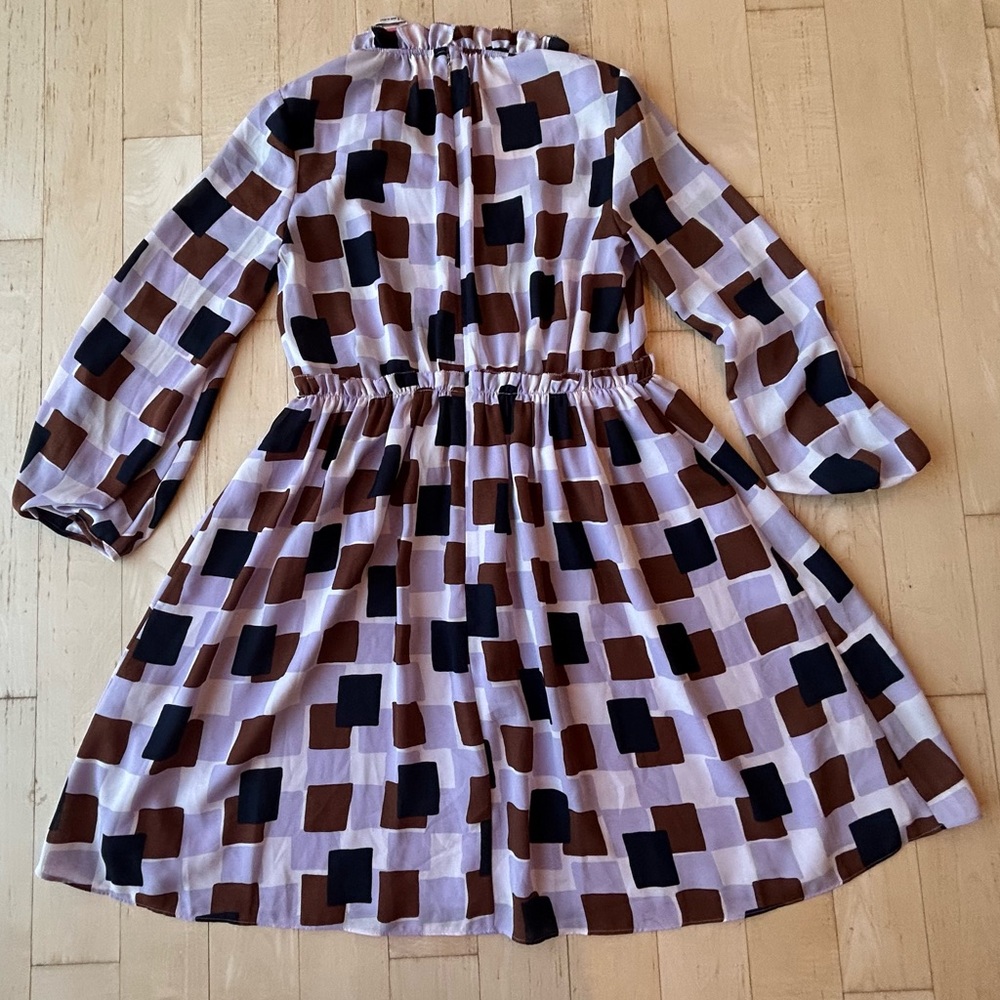 KATE SPADE NEW YORK Women’s Mini Dress Geo Squares Purple/Brown/Navy Size 2 - Picture 15 of 16